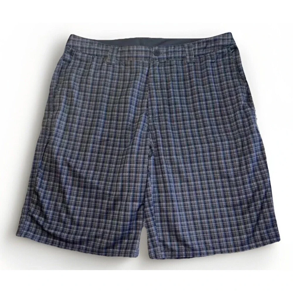 The North Face Plaid Chino Shorts Mens Sz. 34 Flat Front Poly‎ Blend 11